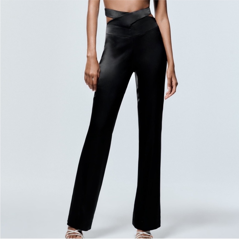 ZARA FULL LENGTH SATIN EFFECT PANTS